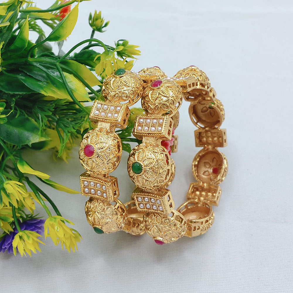 Akruti Collection Elegant Pota Stone Kada Bangles set for Every Occassions