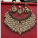 Akruti Collection Traditional Crystal Beads Stone Necklace Set For Wedding & Festive Wear
