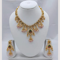 Akruti Collection Designer Pota Stone & Pearl Necklace Jewelry Set