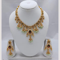 Akruti Collection Designer Pota Stone & Pearl Necklace Jewelry Set