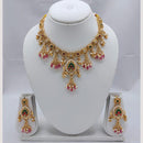 Akruti Collection Designer Pota Stone & Pearl Necklace Jewelry Set