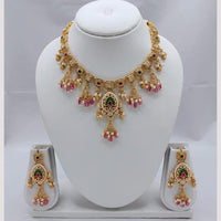 Akruti Collection Designer Pota Stone & Pearl Necklace Jewelry Set