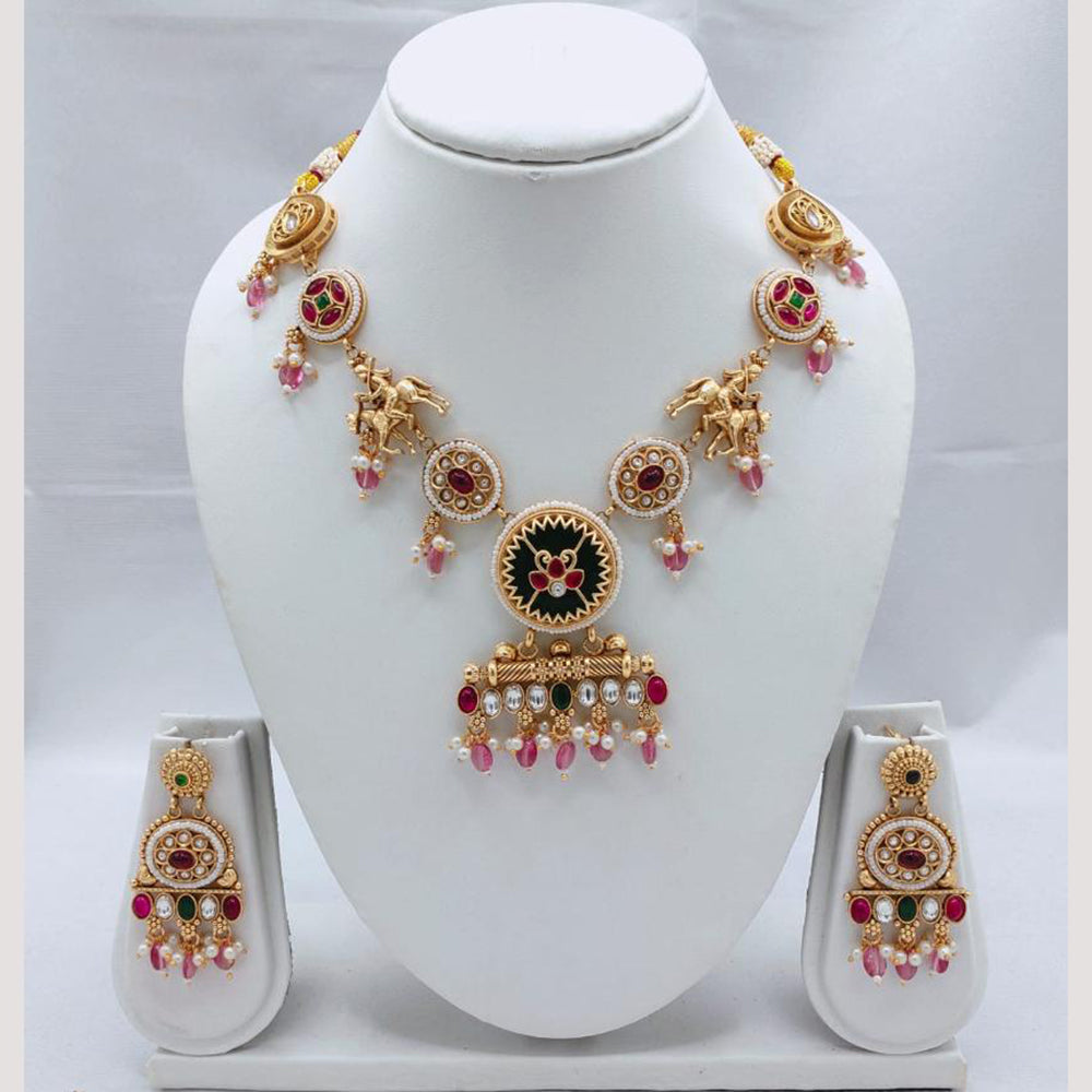 Akruti Collection Premium Kundan & Pearl Necklace Jewelry for Weddings