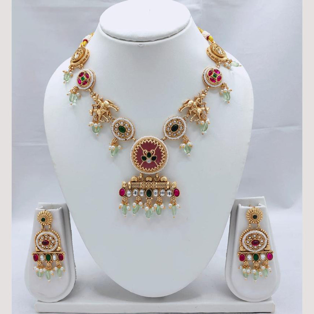 Akruti Collection Premium Kundan & Pearl Necklace Jewelry for Weddings