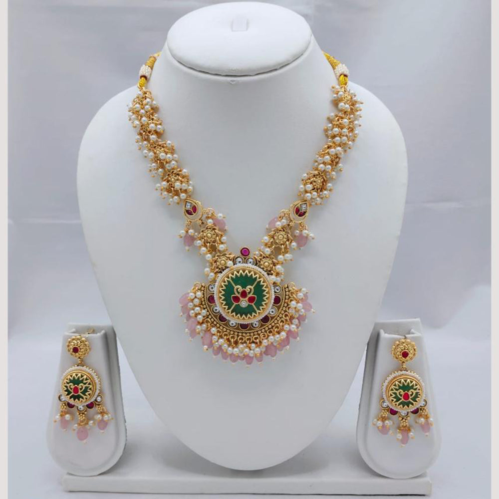 Akruti Collection Premium  Pota & Pearl Necklace Set for Every Occassions