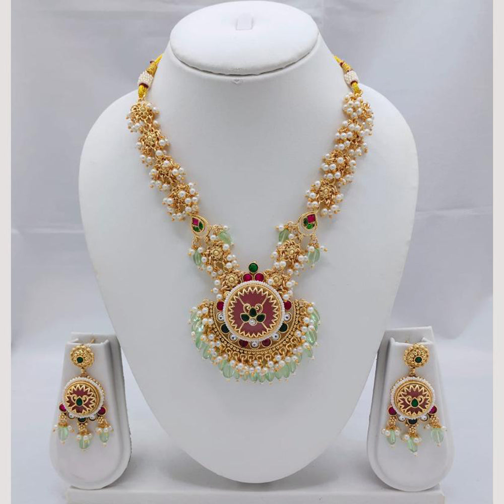 Akruti Collection Premium  Pota & Pearl Necklace Set for Every Occassions