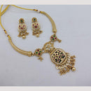 Akruti Collection Antique Style Kundan & Pota Stone Necklace Set - Weddings and Festive Wear