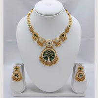 Akruti Collection Antique Style Kundan & Pota Stone Necklace Set - Weddings and Festive Wear