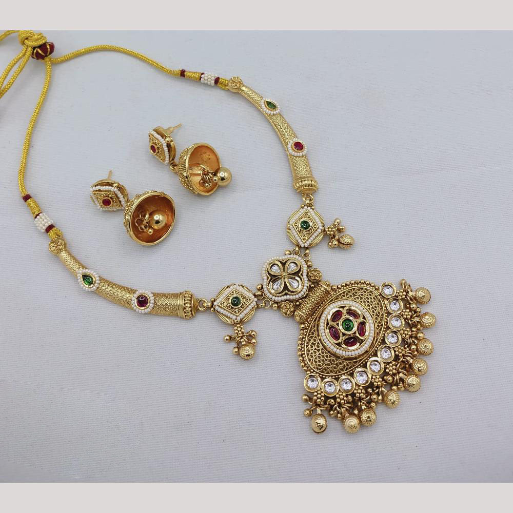 Akruti Collection Royal Radiance Kundan Stone And Pearls Necklace Set