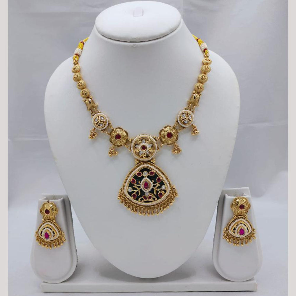 Akruti Collection Royal Radiance Kundan Stone And Pearls Necklace Set