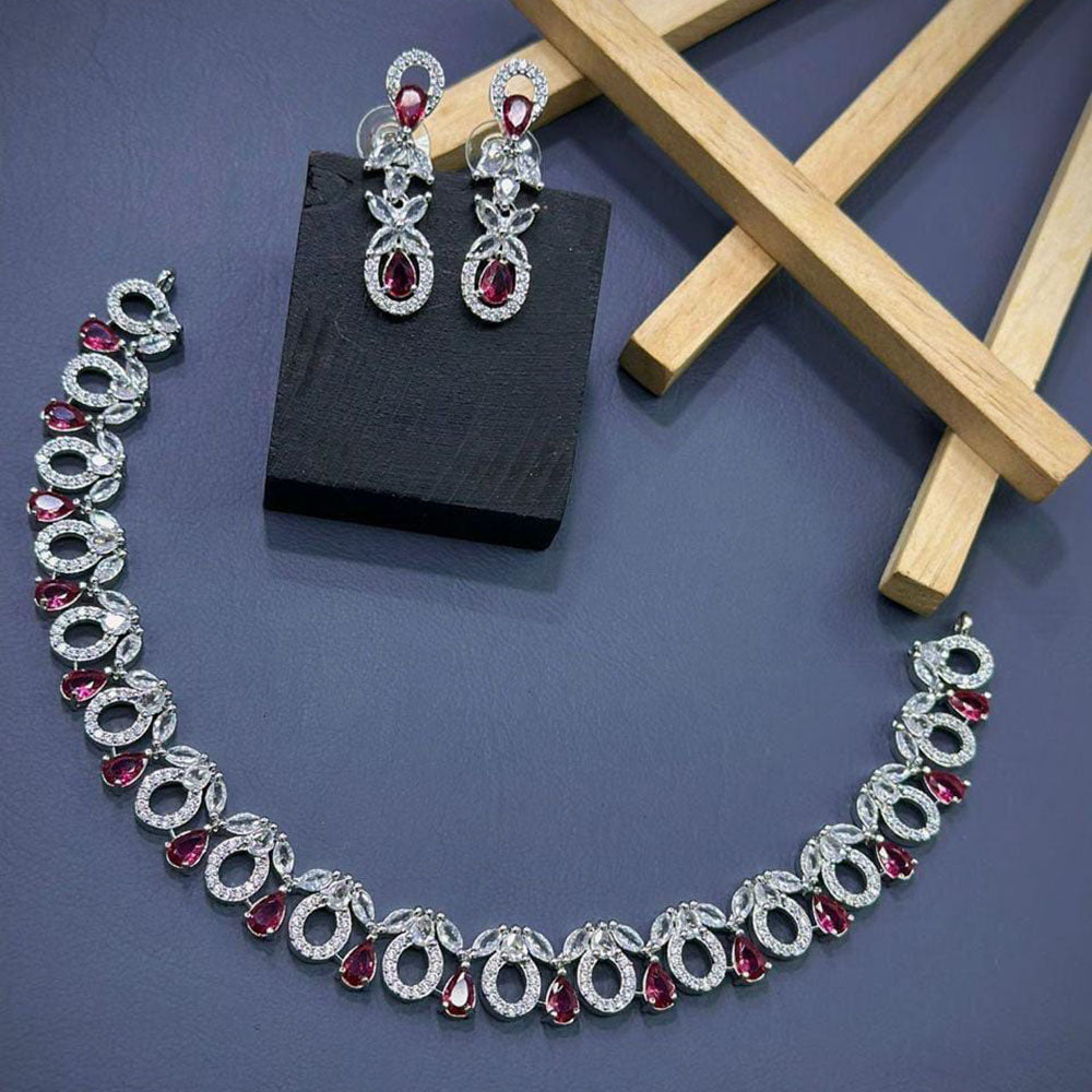 Akruti Collection Dazzling Sparkle American Diamond Necklace Set
