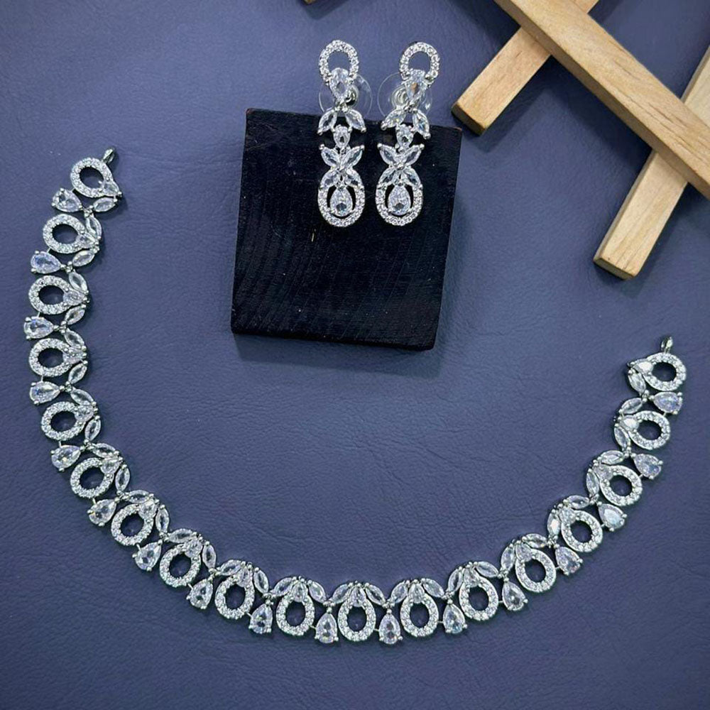 Akruti Collection Dazzling Sparkle American Diamond Necklace Set