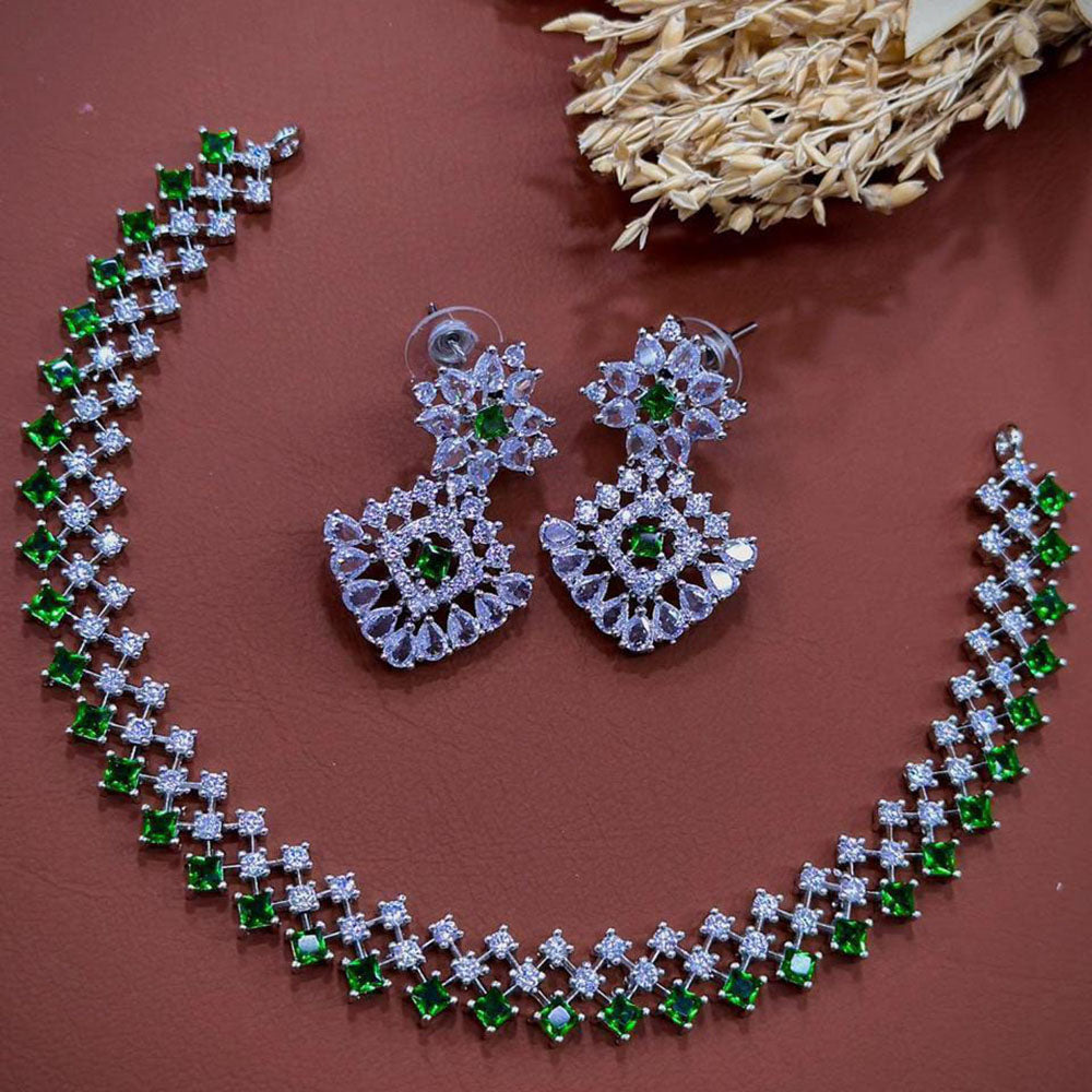 Akruti Collection Dazzling Sparkle American Diamond Necklace Set