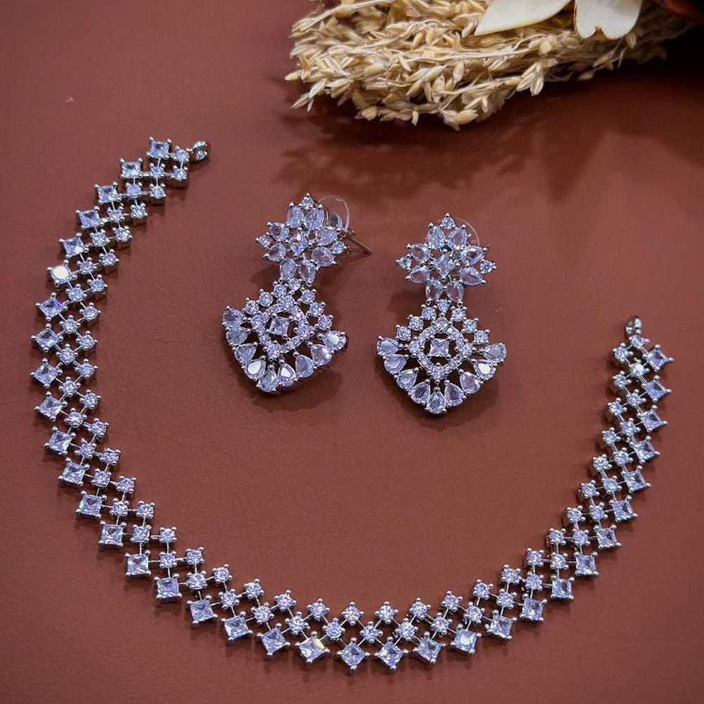 Akruti Collection Dazzling Sparkle American Diamond Necklace Set
