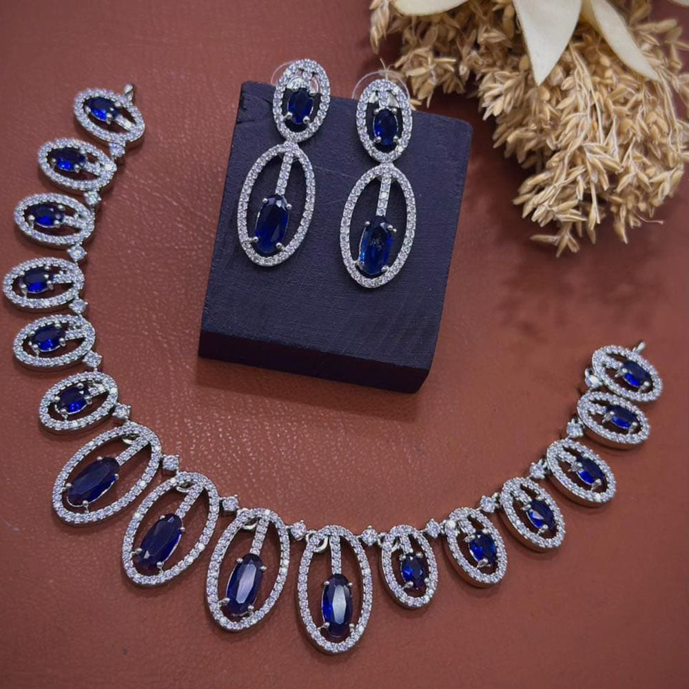 Akruti Collection Dazzling Sparkle American Diamond Necklace Set