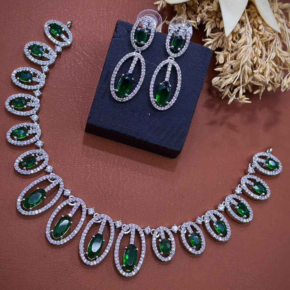 Akruti Collection Dazzling Sparkle American Diamond Necklace Set