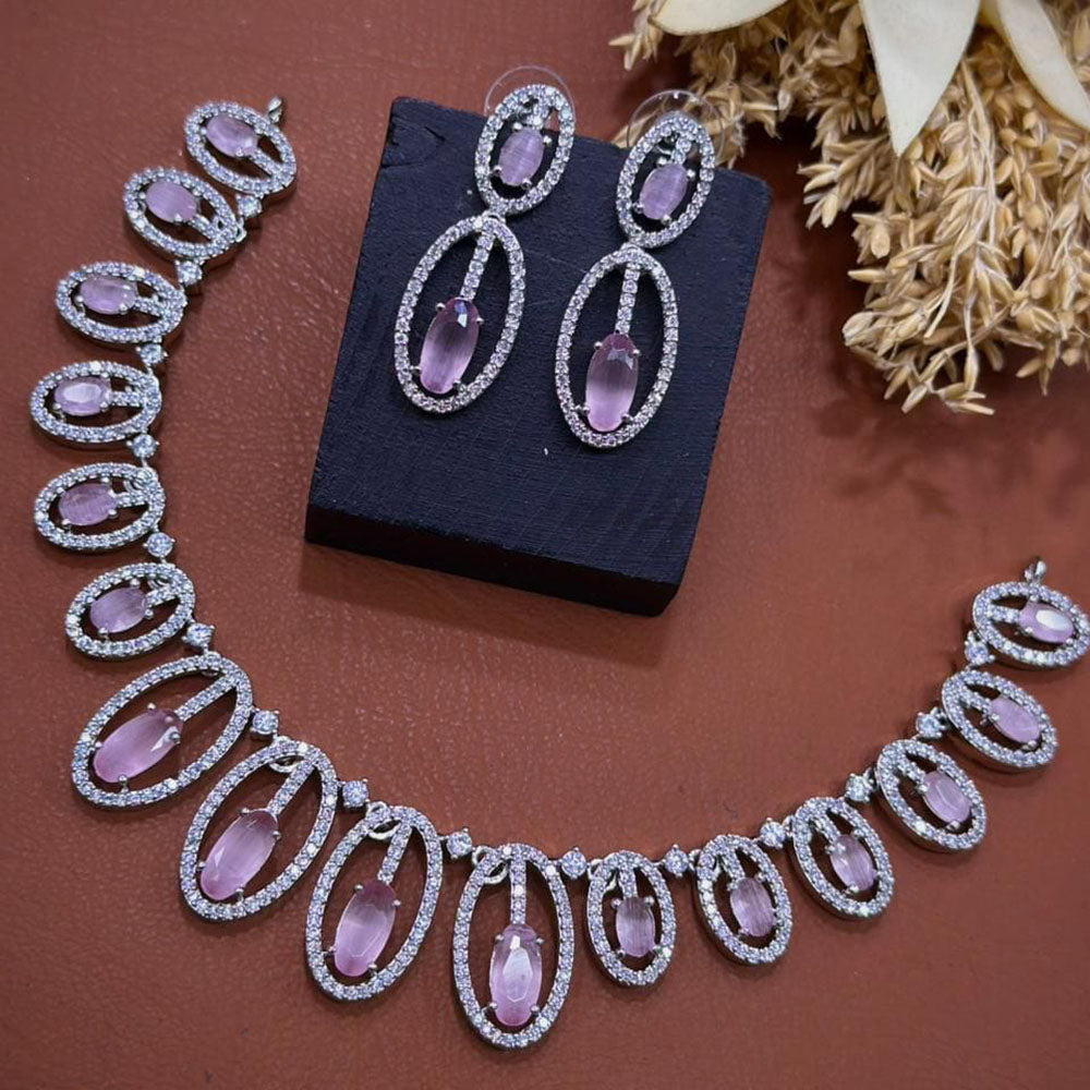 Akruti Collection Dazzling Sparkle American Diamond Necklace Set