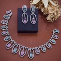 Akruti Collection Dazzling Sparkle American Diamond Necklace Set