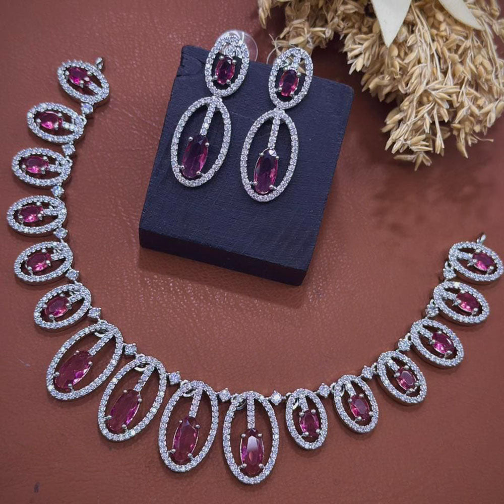 Akruti Collection Dazzling Sparkle American Diamond Necklace Set