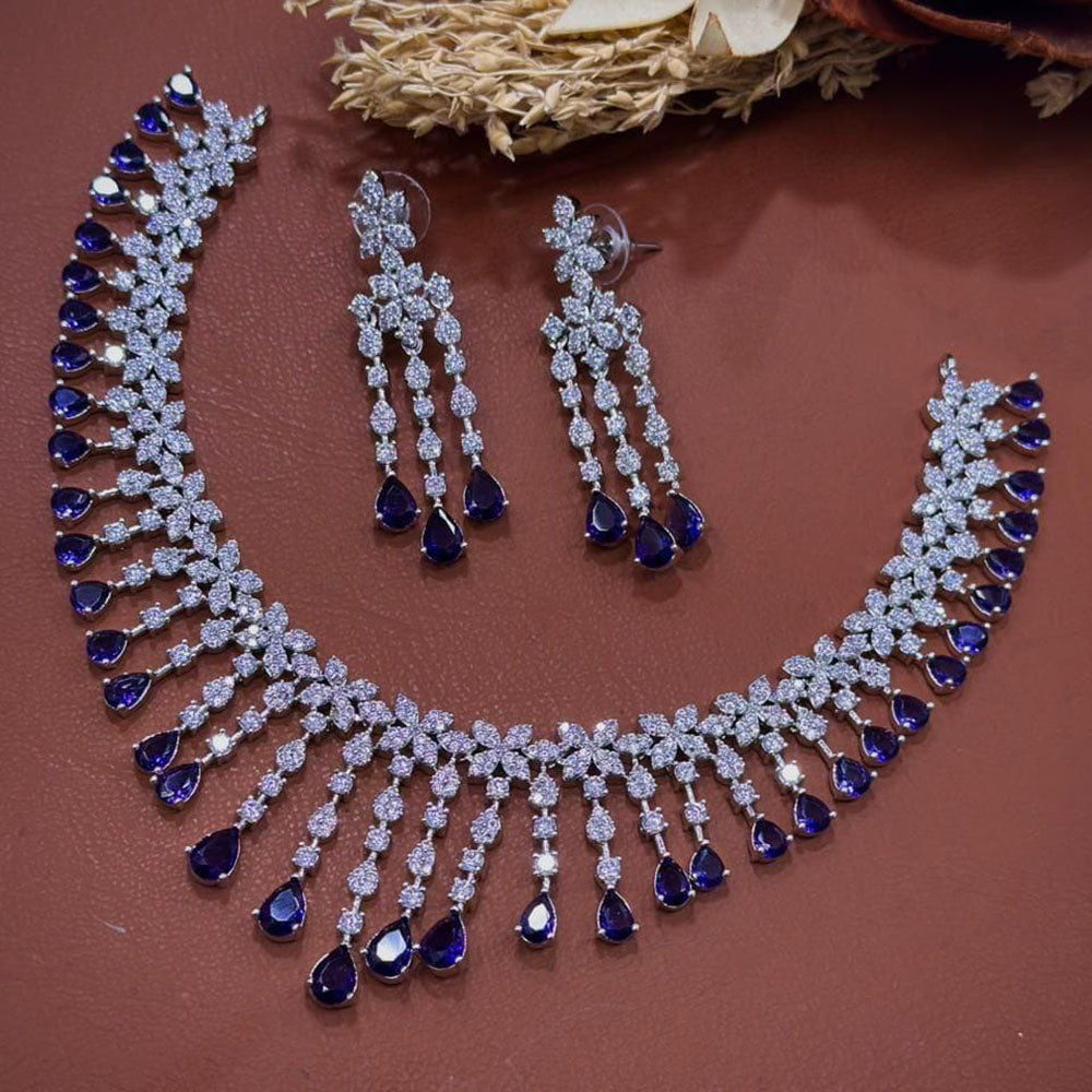 Akruti Collection Dazzling Sparkle American Diamond Necklace Set
