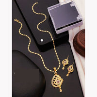 Akruti Collection Elegant Glam Pota And Austrian Chain Pendant Set