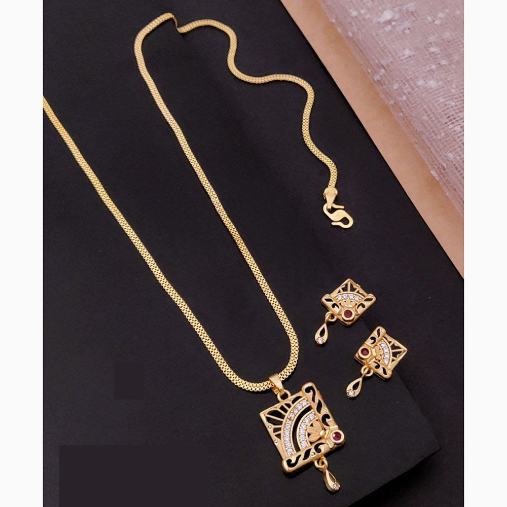 Akruti Collection Elegant Glam Pota And Austrian Chain Pendant Set