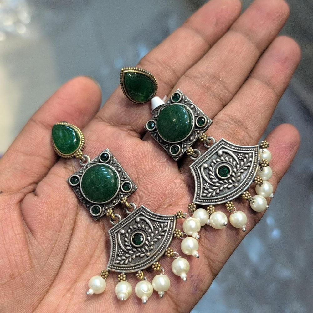 Akruti Collection Timeless Beauty Pota Stones And Pearls Jhumki Earrings