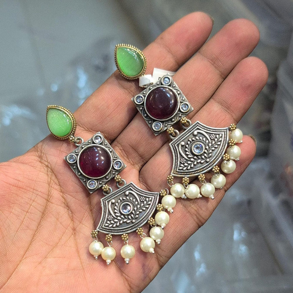 Akruti Collection Timeless Beauty Pota Stones And Pearls Jhumki Earrings
