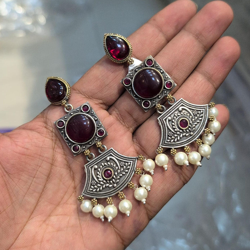 Akruti Collection Timeless Beauty Pota Stones And Pearls Jhumki Earrings
