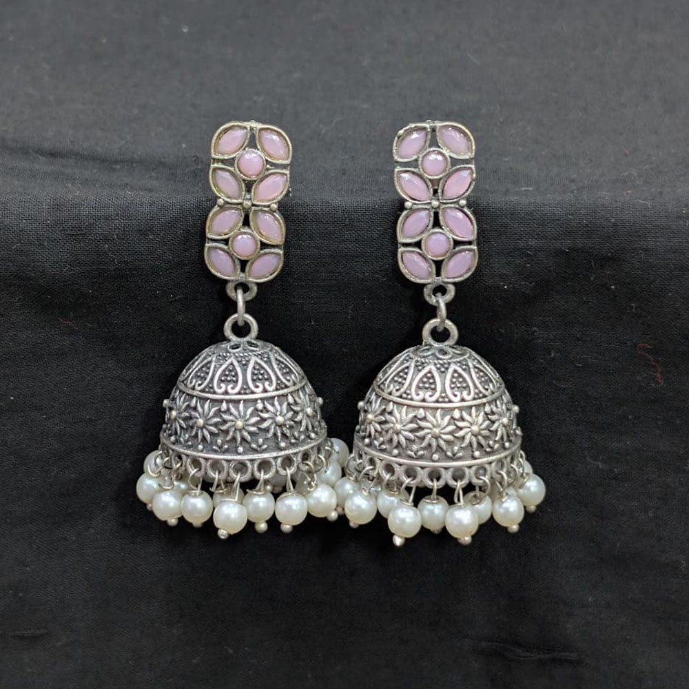 Akruti Collection Ethnic Pota Stones And Pearls Jhumki Earrings