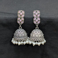 Akruti Collection Ethnic Pota Stones And Pearls Jhumki Earrings