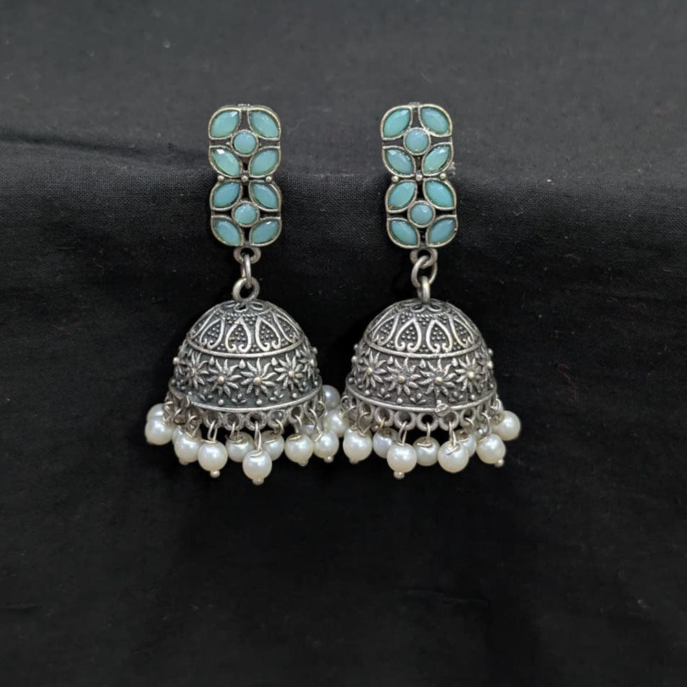 Akruti Collection Ethnic Pota Stones And Pearls Jhumki Earrings