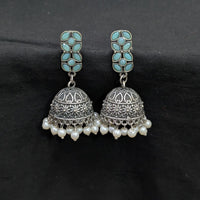 Akruti Collection Ethnic Pota Stones And Pearls Jhumki Earrings