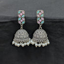 Akruti Collection Ethnic Pota Stones And Pearls Jhumki Earrings