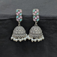 Akruti Collection Ethnic Pota Stones And Pearls Jhumki Earrings