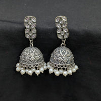 Akruti Collection Ethnic Pota Stones And Pearls Jhumki Earrings