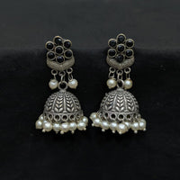 Akruti Collection Ethnic Pota Stones And Pearls Jhumki Earrings