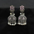Akruti Collection Ethnic Pota Stones And Pearls Jhumki Earrings