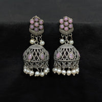 Akruti Collection Ethnic Pota Stones And Pearls Jhumki Earrings