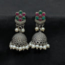 Akruti Collection Ethnic Pota Stones And Pearls Jhumki Earrings