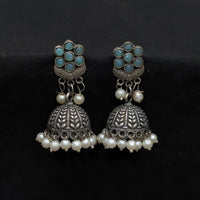 Akruti Collection Ethnic Pota Stones And Pearls Jhumki Earrings