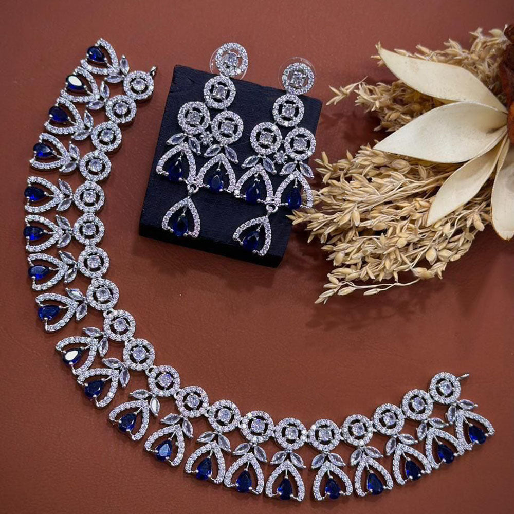 Akruti Collection Dazzling Sparkle American Diamond Necklace Set