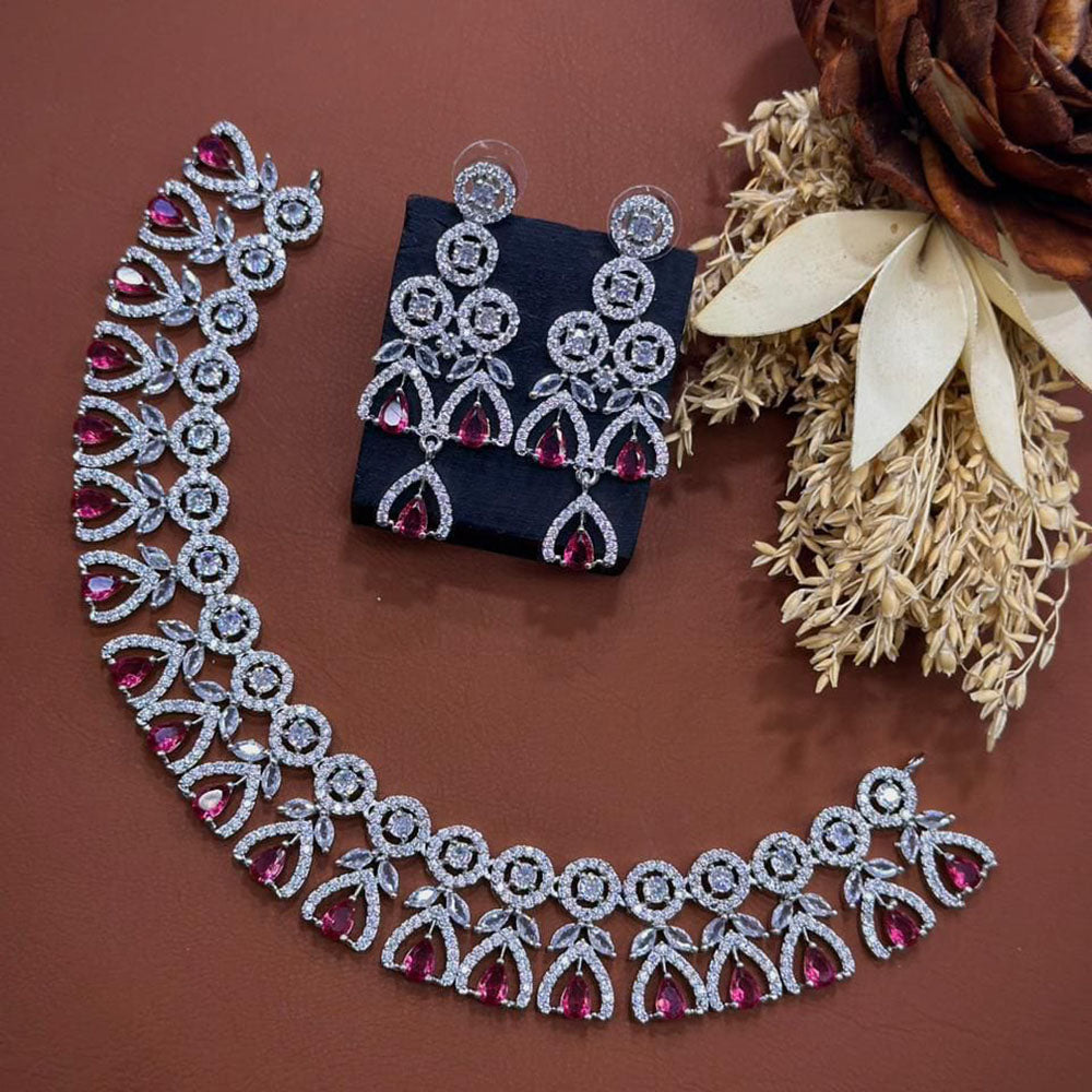 Akruti Collection Dazzling Sparkle American Diamond Necklace Set