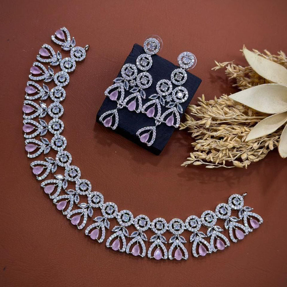 Akruti Collection Dazzling Sparkle American Diamond Necklace Set