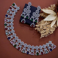 Akruti Collection Dazzling Sparkle American Diamond Necklace Set