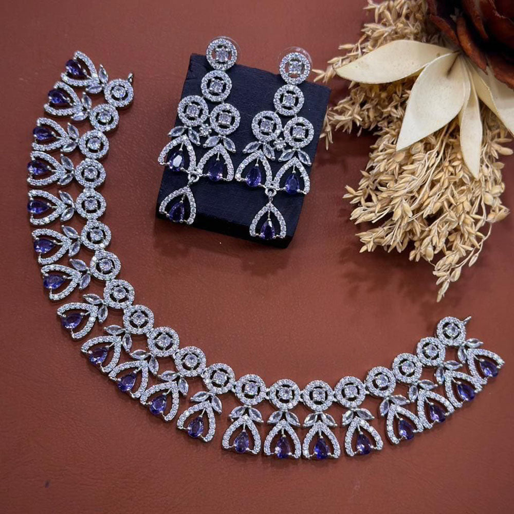 Akruti Collection Dazzling Sparkle American Diamond Necklace Set