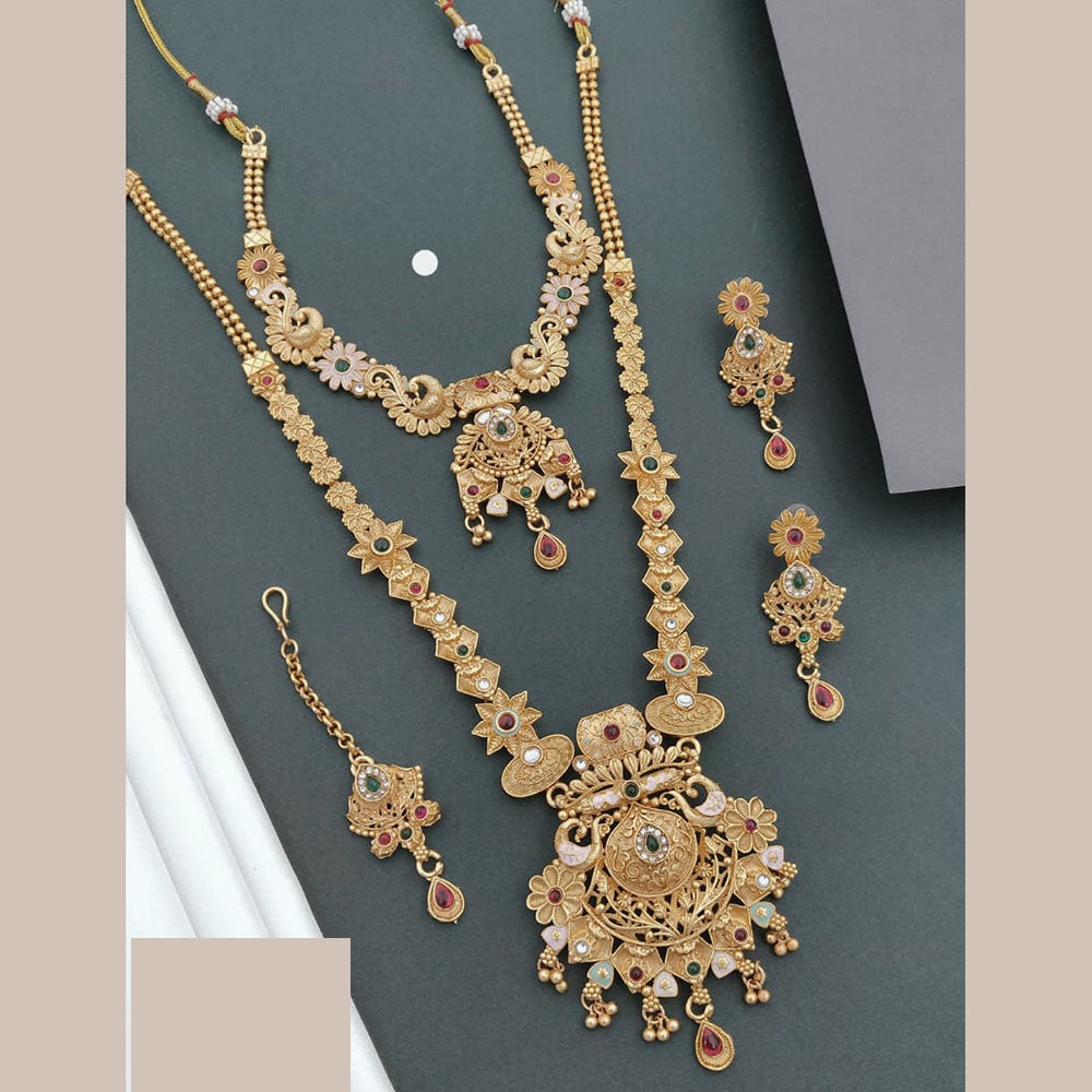 Akruti Collection Cultural Grace Pota Stone And Meenakari Necklace Set
