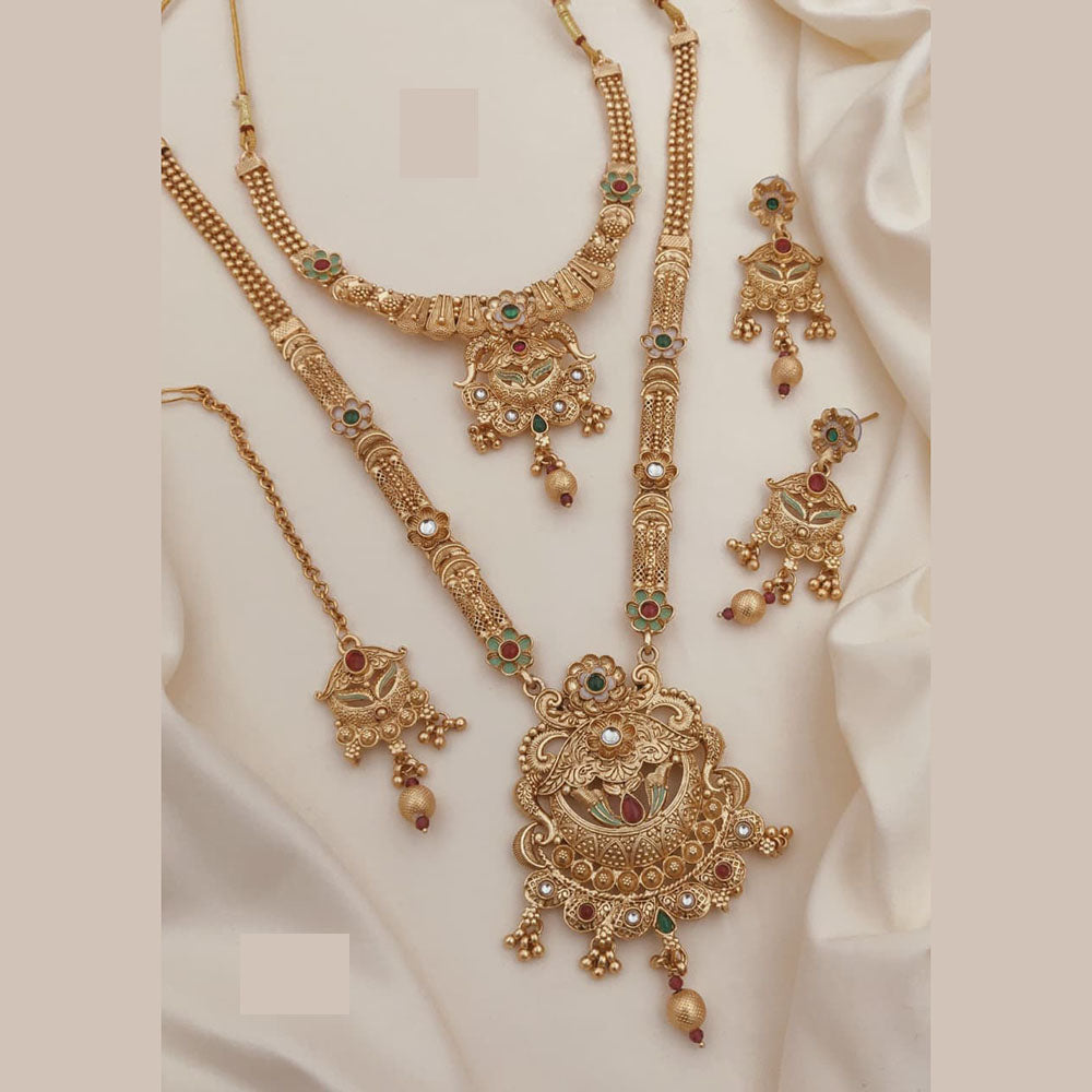 Akruti Collection Cultural Grace Pota Stone And Meenakari Necklace Set