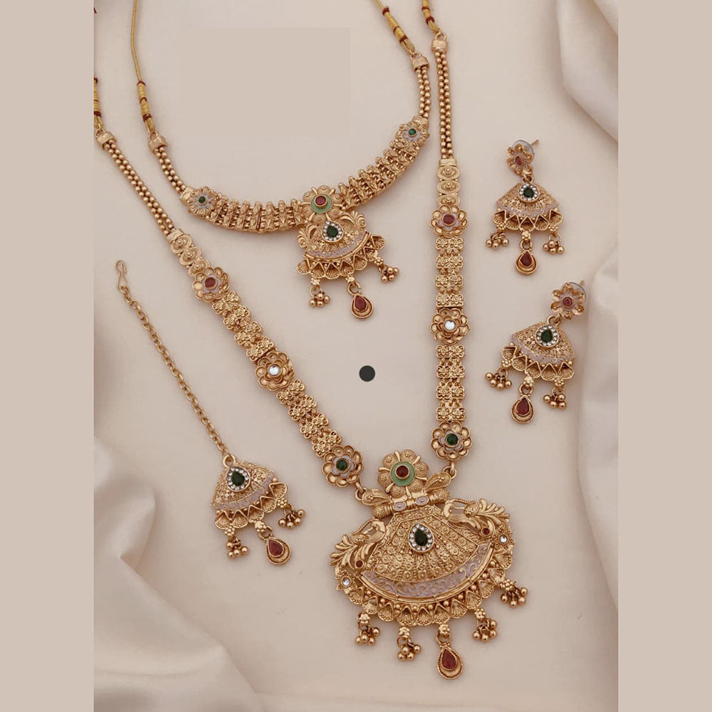 Akruti Collection Cultural Grace Pota Stone And Meenakari Necklace Set