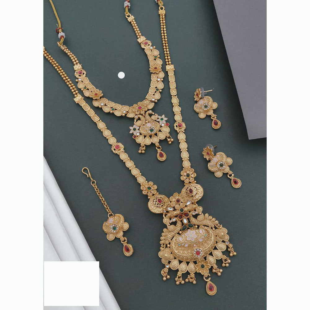 Akruti Collection Ethnic Beauty Pota Stone And Meenakari Necklace Set